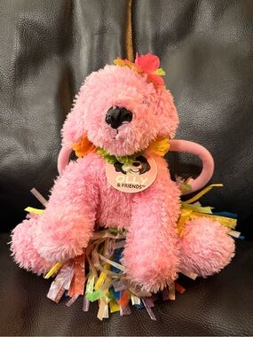 Olly & Friends by Toby NYC Pink Plush Dog Purse with Hawaiian Grass Skirt